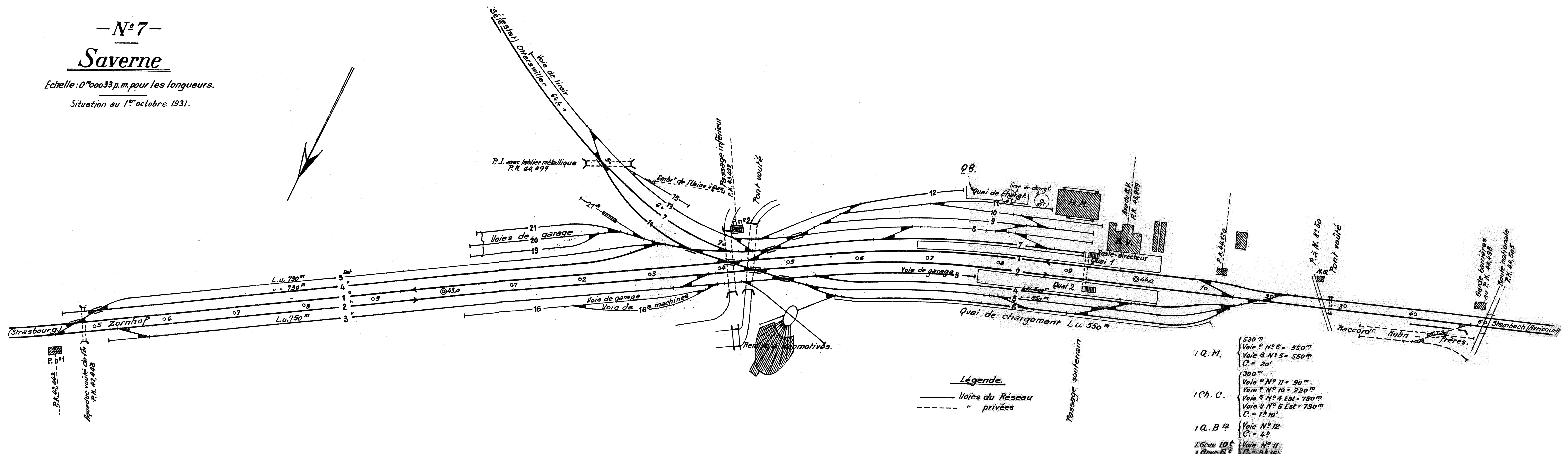 CHEMINS DE FER D'ALSACE ET DE LORRAINE • LIGNE STRASBOURG - SARREBOURG (NOUVEL-AVRICOURT) • SAVERNE • CROQUIS (1931)