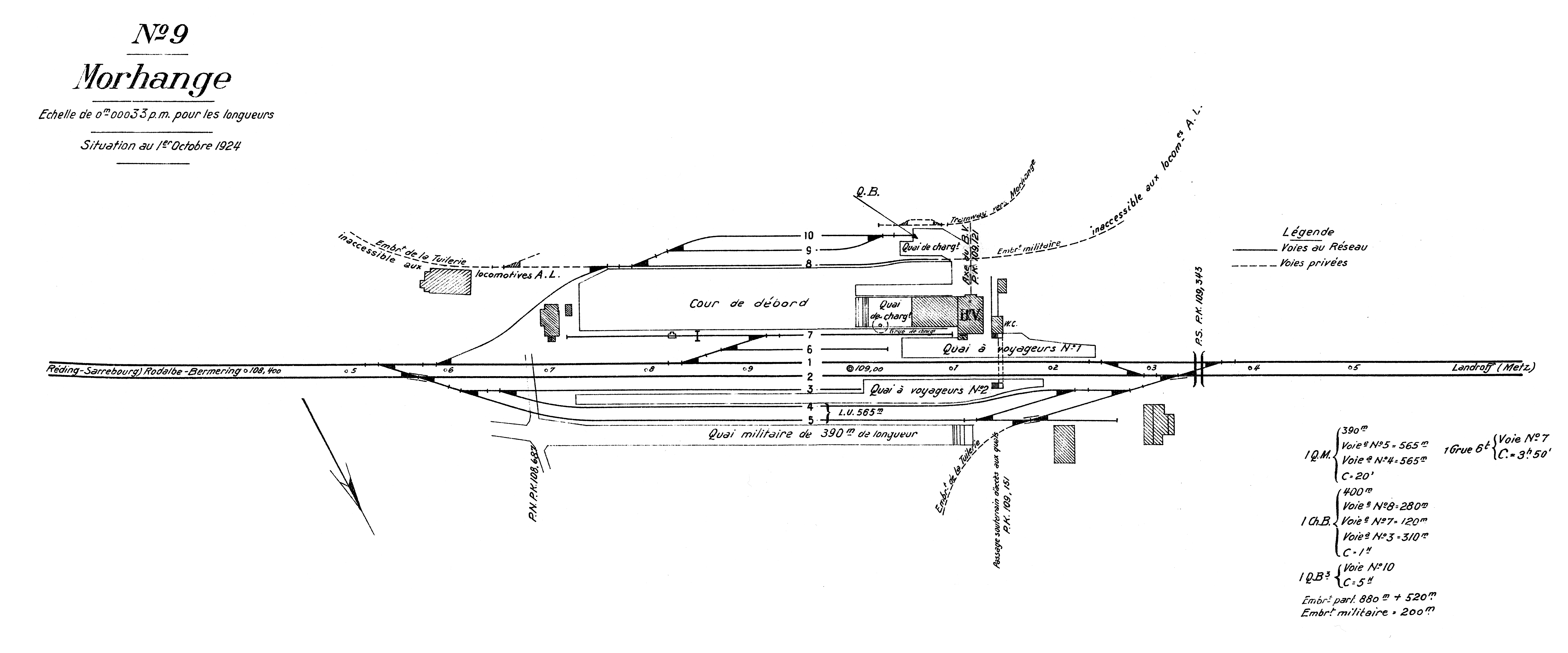 CHEMINS DE FER D'ALSACE ET DE LORRAINE • LIGNE STRASBOURG - SARREBOURG (NOUVEL-AVRICOURT) • MORHANGE • CROQUIS (1924)