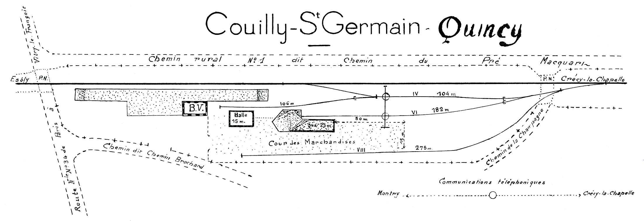 CHEMINS DE FER DE L'EST • CROQUIS DES GARES • COUILLY-SAINT-GERMAIN-QUINCY (1925)