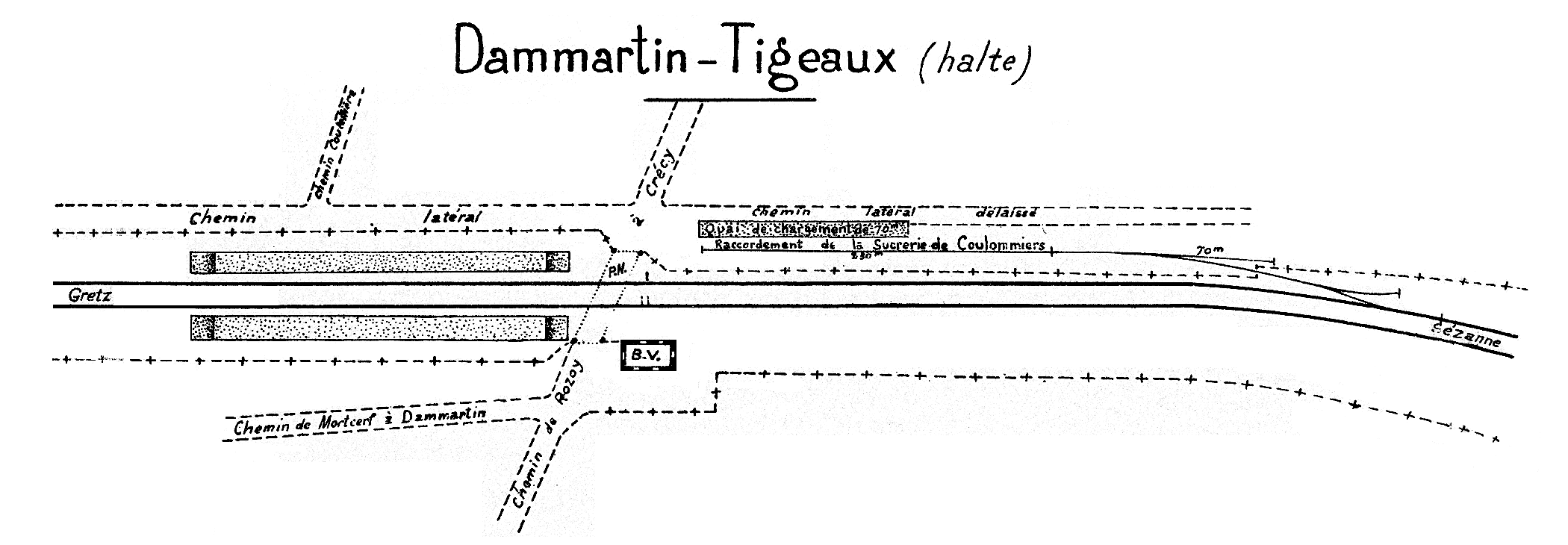 CHEMINS DE FER DE L'EST • CROQUIS DES GARES • DAMMARTIN-TIGEAUX (1925)