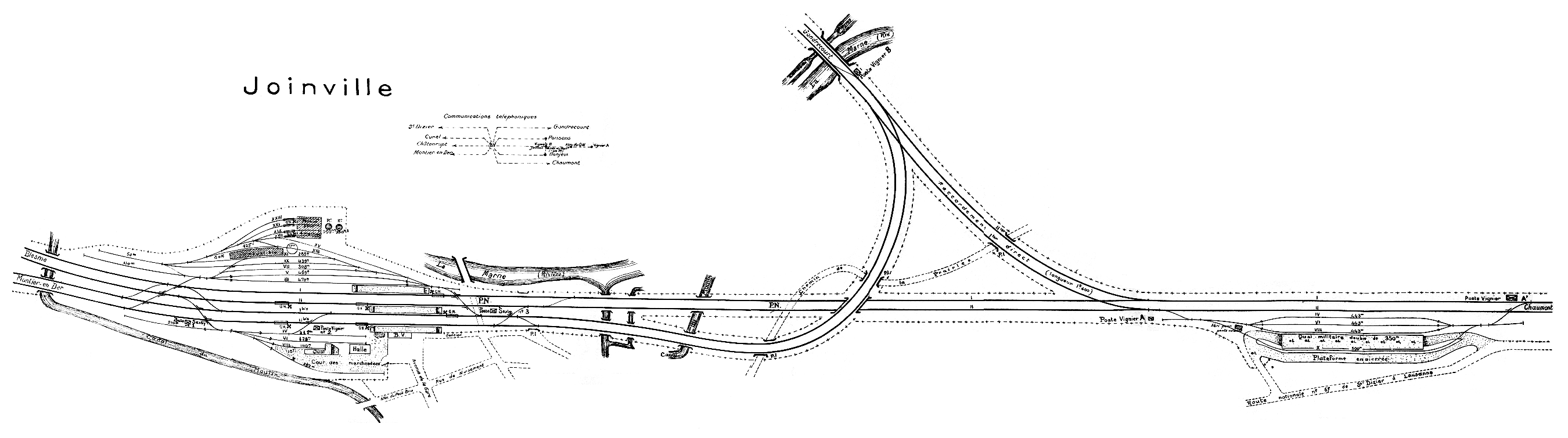 CHEMINS DE FER DE L'EST • LIGNE DE BLESME À CHAUMONT • JOINVILLE • CROQUIS GARE (1925)