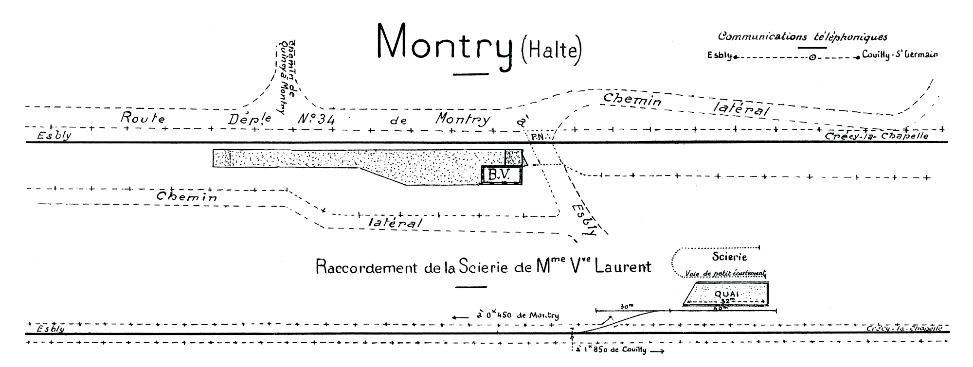 CHEMINS DE FER DE L'EST • CROQUIS DES GARES • MONTRY (1925)