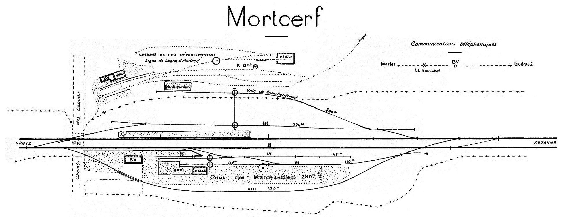 CHEMINS DE FER DE L'EST • CROQUIS DES GARES • MORTCERF (1925)