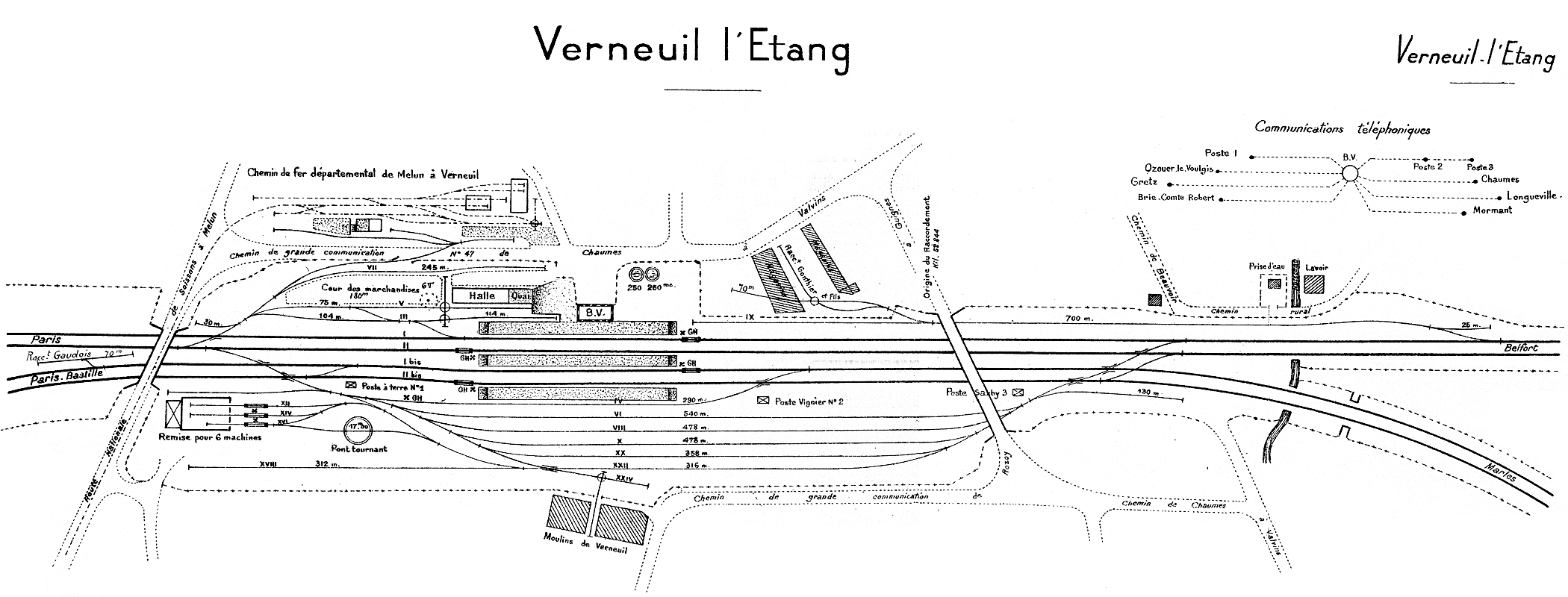 CHEMINS DE FER DE L'EST • CROQUIS DES GARES • VERNEUIL-L'ÉTANG (1925)
