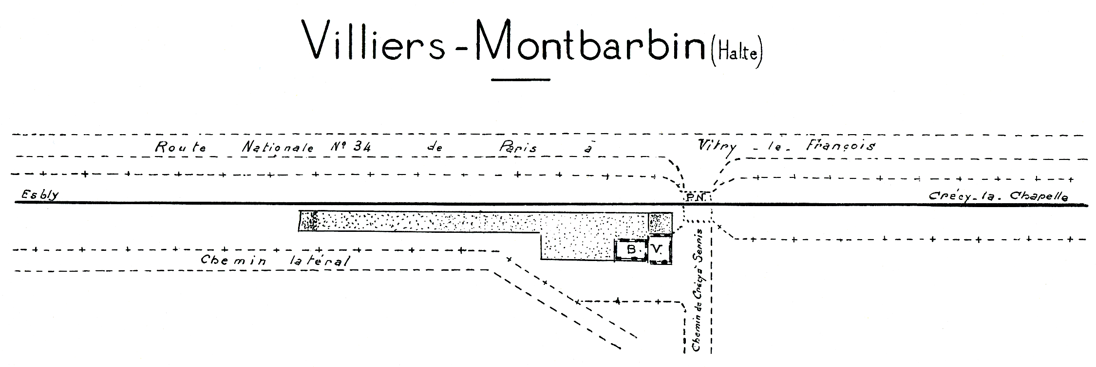CHEMINS DE FER DE L'EST • CROQUIS DES GARES • VILLIERS-MONTBARBIN (1925)