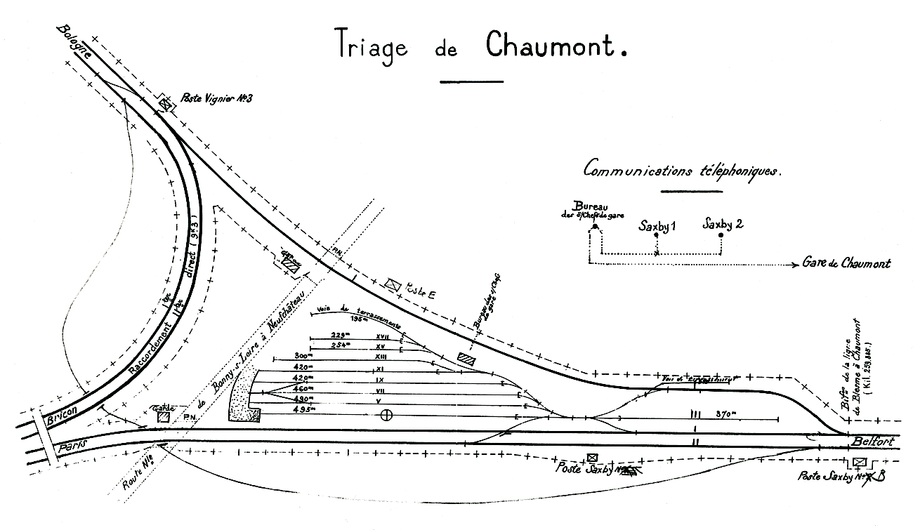 CHEMINS DE FER DE L'EST • CROQUIS DES GARES • TRIAGE DE CHAUMONT (1925)