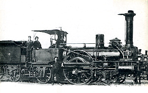 Machine n° 13 de la Cie d'Orléans, à essieux indépendants, ayant fait le service d'express, simple expansion, 2 cylindres. Construite par M. Polonceau,