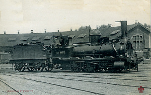 Machine de la Cie du Midi à 3 essieux accouplés, pour trains de marchandises.Série 601 à 640, construite en 1862