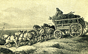 Le transport du charbon Ancien chariot de roulage d'après Géricault