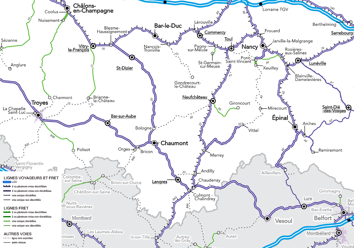 SNCF RÉSEAU • CARTE DU RÉSEAU FERRÉ EN GRAND EST