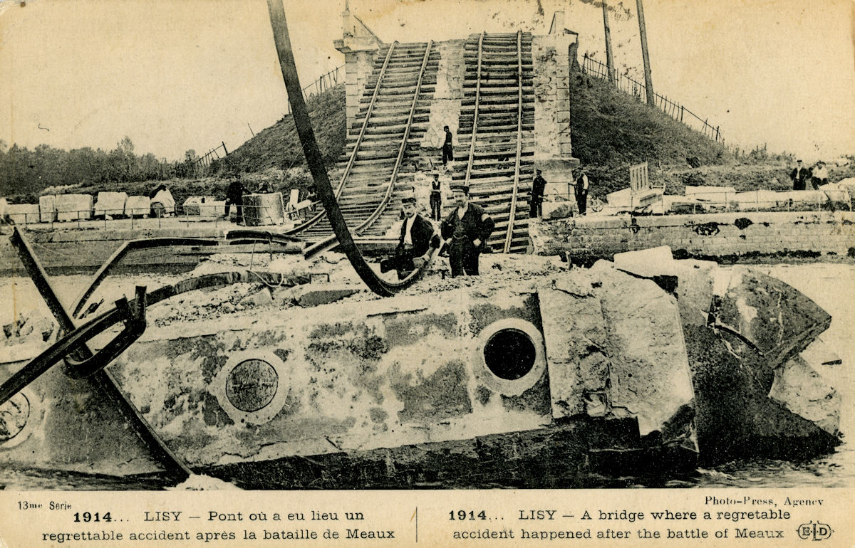 RECONSTRUCTION DU PONT DE TRILPORT SUR LA MARNE EN 1915