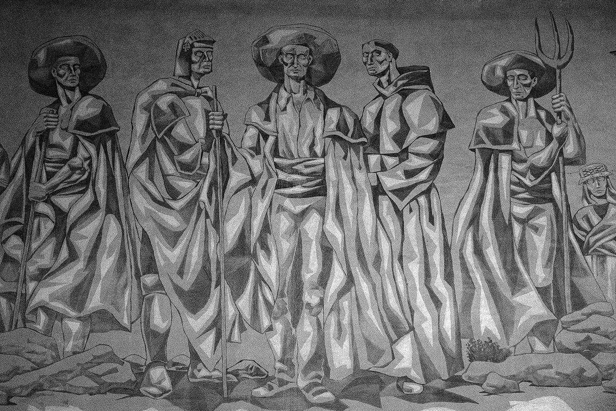 HALL DU BÂTIMENT VOYAGEURS D'ÁVILA • TYPES RURAUX CASTILLANS • FRESQUES DE JOSÉ MARÍA GIMENO ÁVILA (1957)